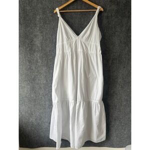 Abercrombie Fitch Dress Women XL White Tiered Midi Smocked Cottage Boho Peasant